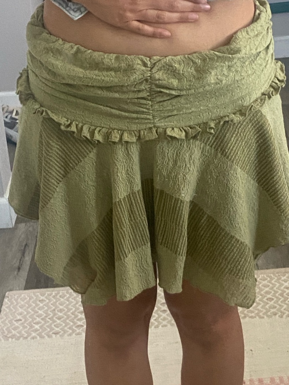 Urban Outfitters Olive Green Textured Mini Skirt